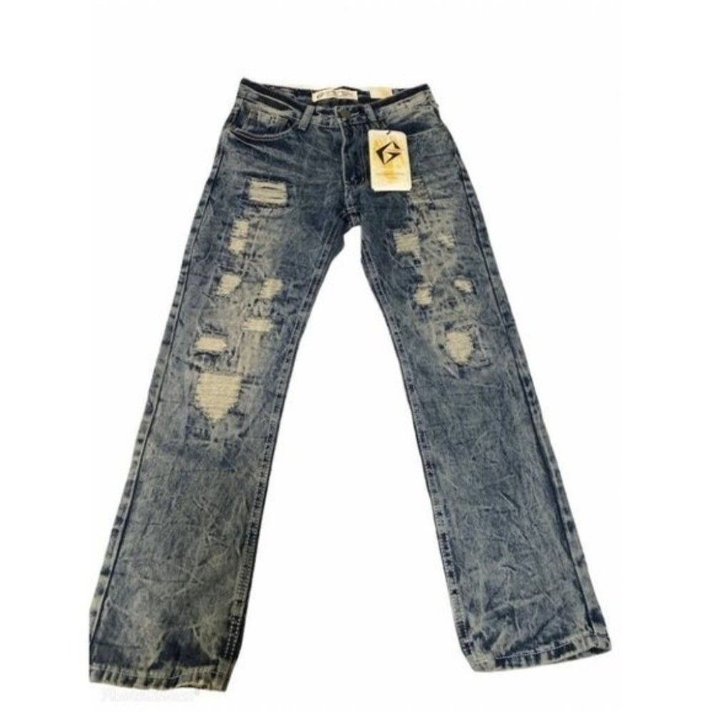 Boys Distressed Slim Fit Jeans Acid Wash Denim G-Net Premium Kids Size 12